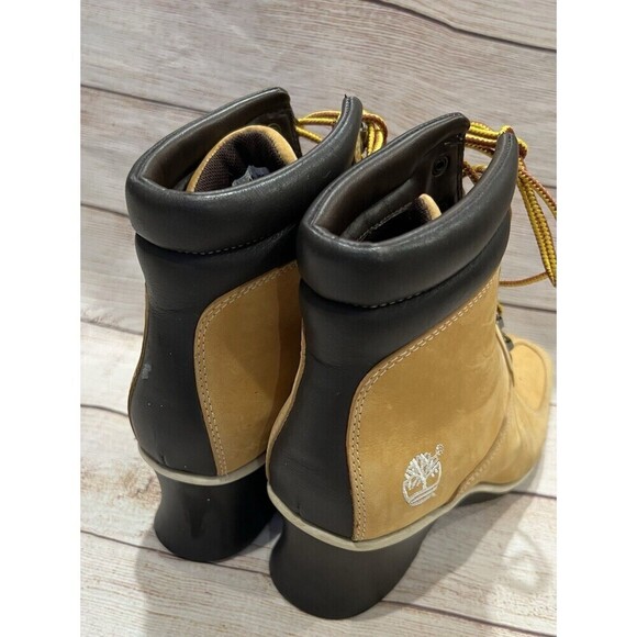 Timberland Women’s Ankle Wedge Premium Wheat Leather Boots Size 7 - Picture 6 of 9